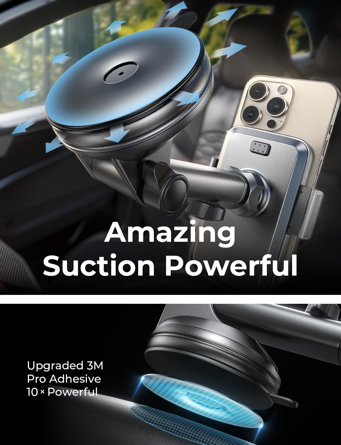LISEN for iPhone 17 Car Phone Holder Mount, 2-in-1 Suction Cup Phone Mount for Car Dashboard Windshield and Air Vent Cell Phone Holder, Truck Phone Holder for iPhone 16 Pro Max Air 15 14 13 Plus Mini