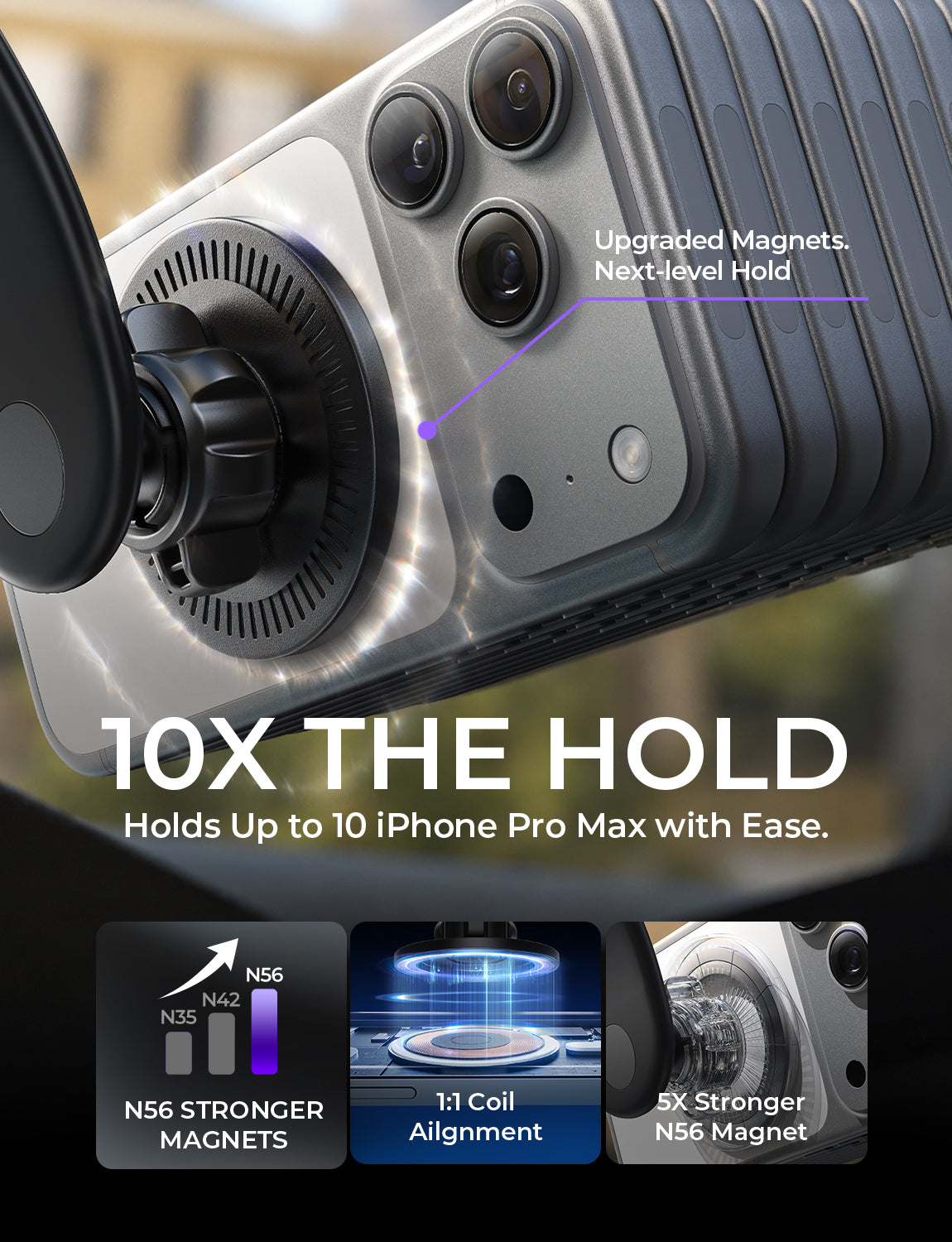 LISEN for MagSafe Car Mount, Magnetic Phone Holder for Car, Vacuum Suction Cup Phone Mount, Magnetic Car Phone Mount 24 Strong Magnets, 360° Adjustable Memory Alloy Bendable Arm for iPhone 17 Pro Max