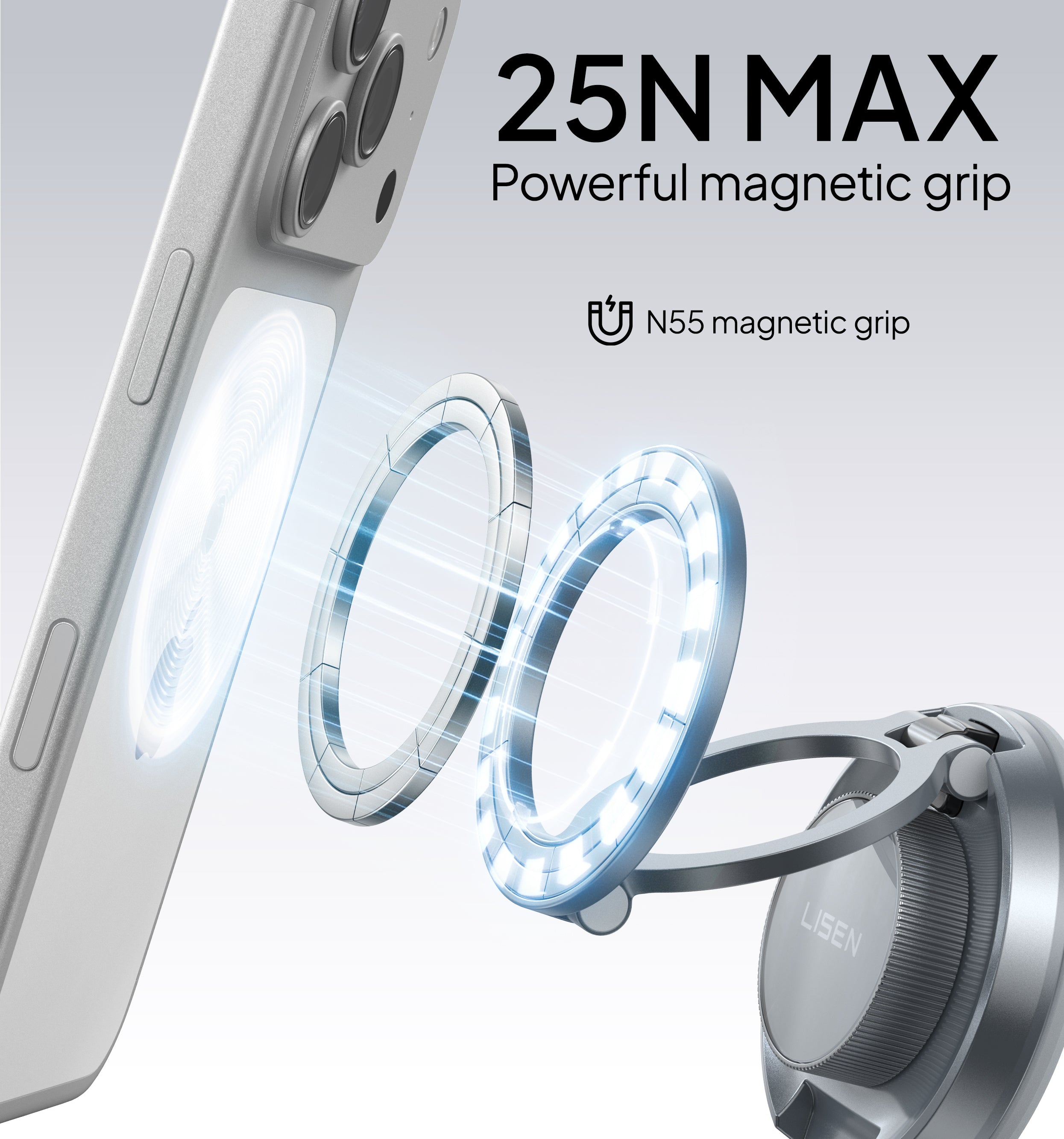 LISEN 360° Vacuum Suction MagSafe Car Mount