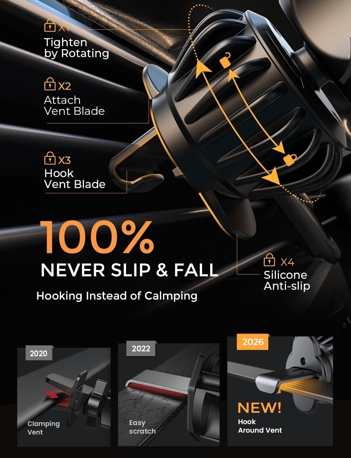 LISEN MagSafe Car Mount Vent Phone Holder Car [Won't Block Vent]