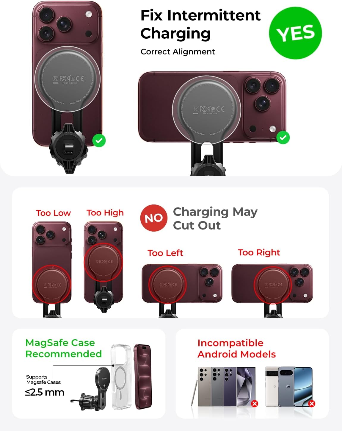 LISEN for Qi2.2 25W MagSafe Car Mount Charger for iPhone 18 Pro Max, Car Vent Magnetic Car Charger Stable Qi2 Wireless Charging Car Charger Mount Holder,Car Mount,Car Vent Mount for iPhone 18 17 16
