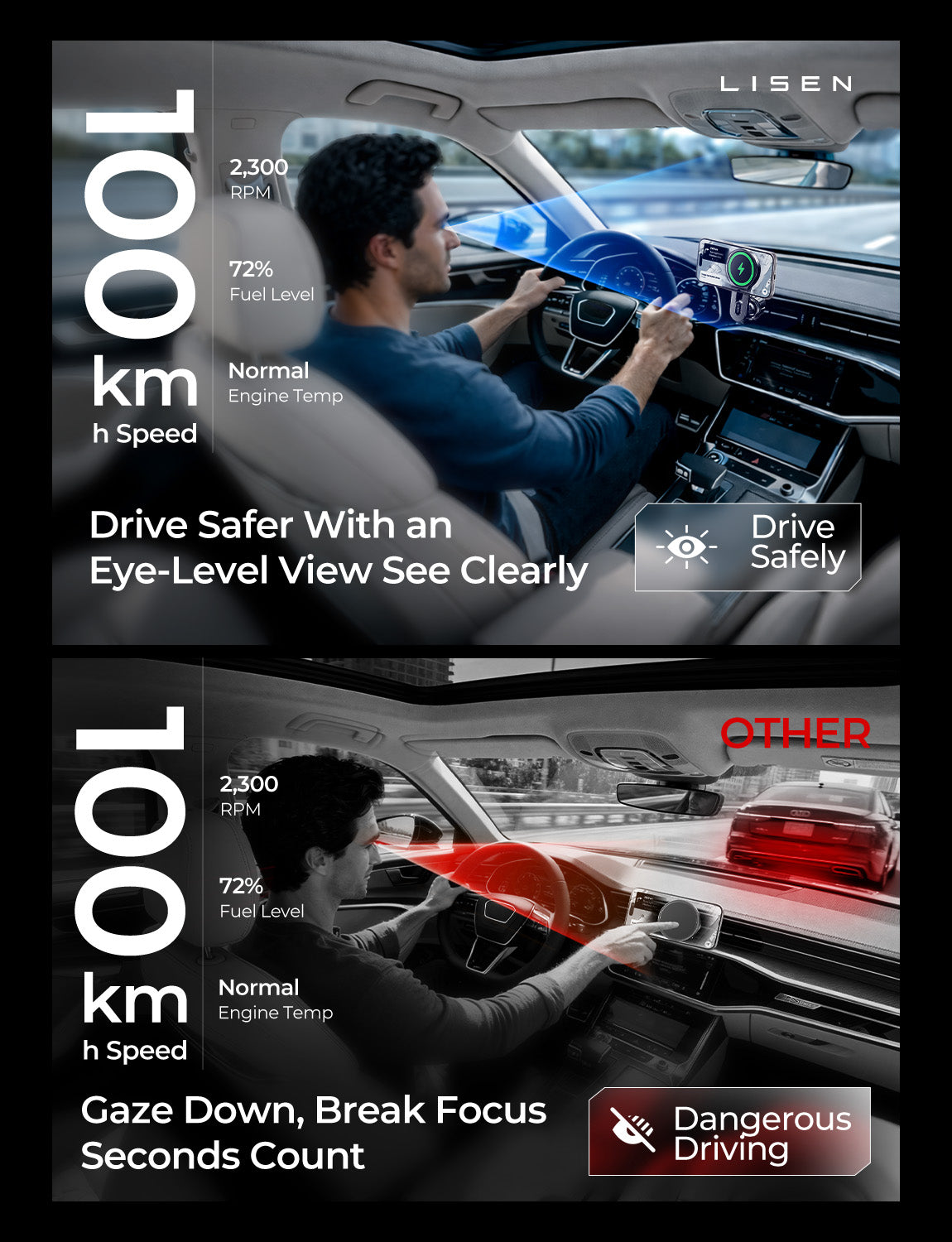 LISEN for Qi2.2 25W MagSafe Car Mount Charger, [Stable & Fast Charging] Magnetic Wireless Car Charger, Car Phone Holder Charger Fits iPhone 17 Pro Max Plus Air 16/15/14/13/12 Series,Pixel 10 Pro XL