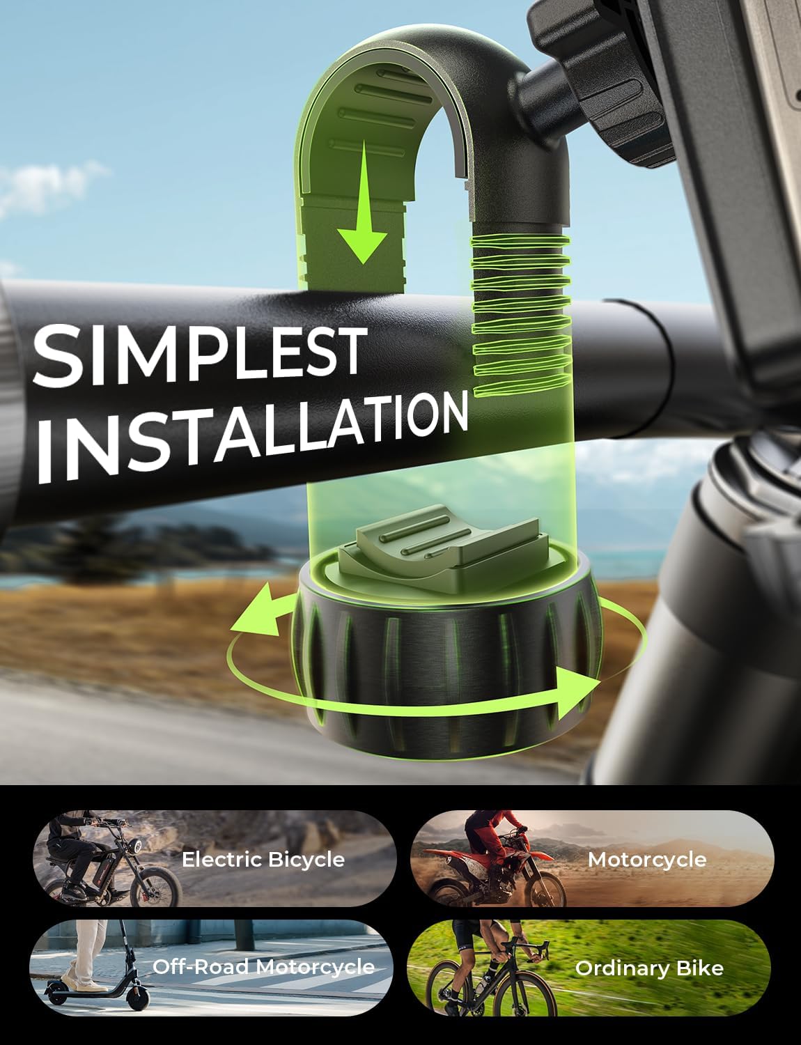 LISEN Bike Phone Mount Holder, [1s Quick Lock] Motorcycle Phone Mount