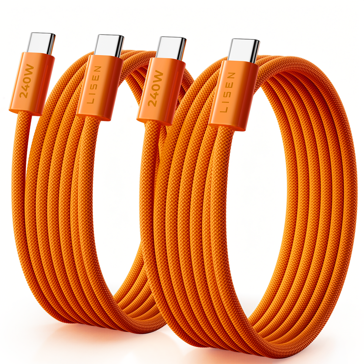 LISEN 240W USB C to USB C Cable [2-Pack 2m] USB C Charger Cable orange