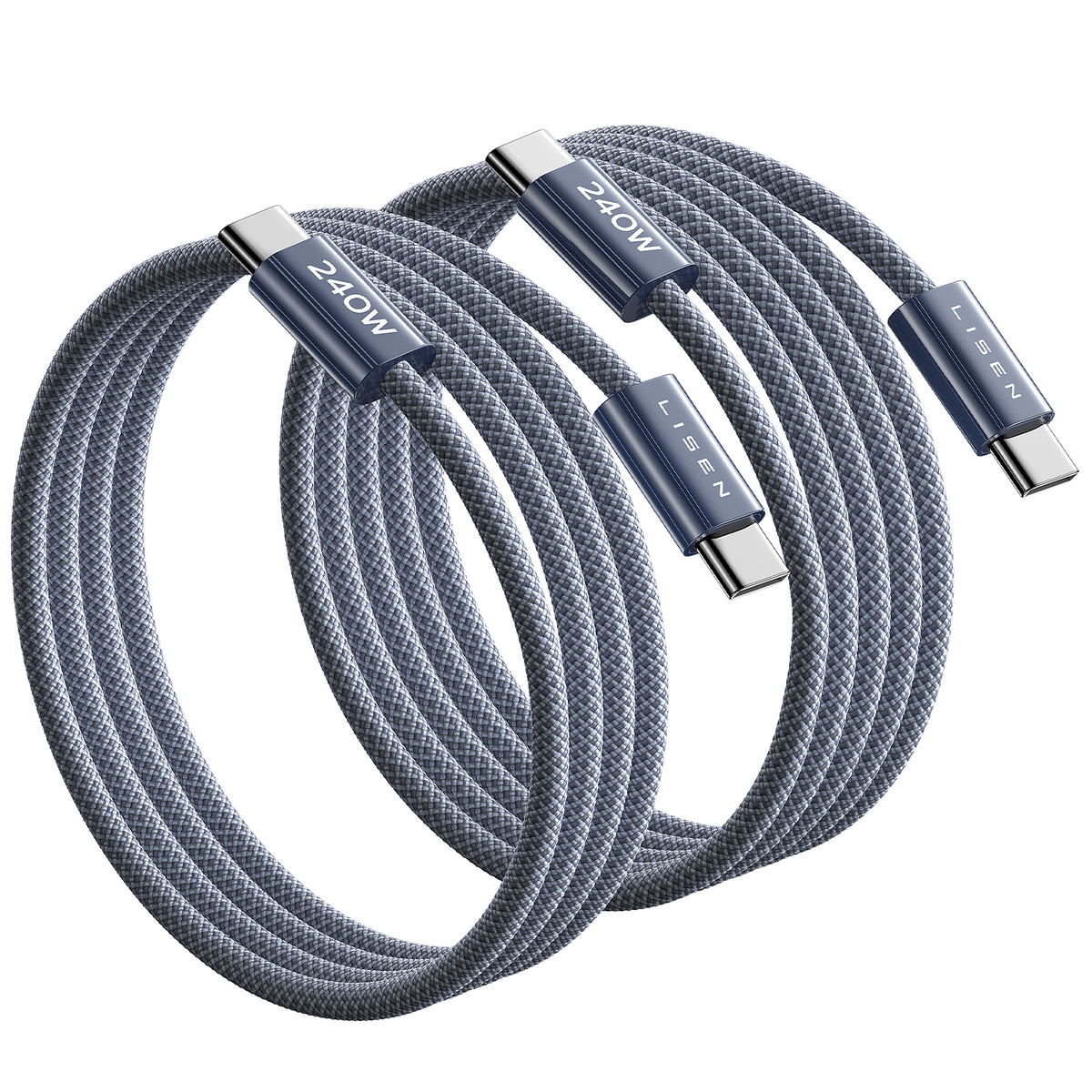 LISEN 240W USBC to USBC Cable [2-Pack 1m+2m] Fast Charge Black
