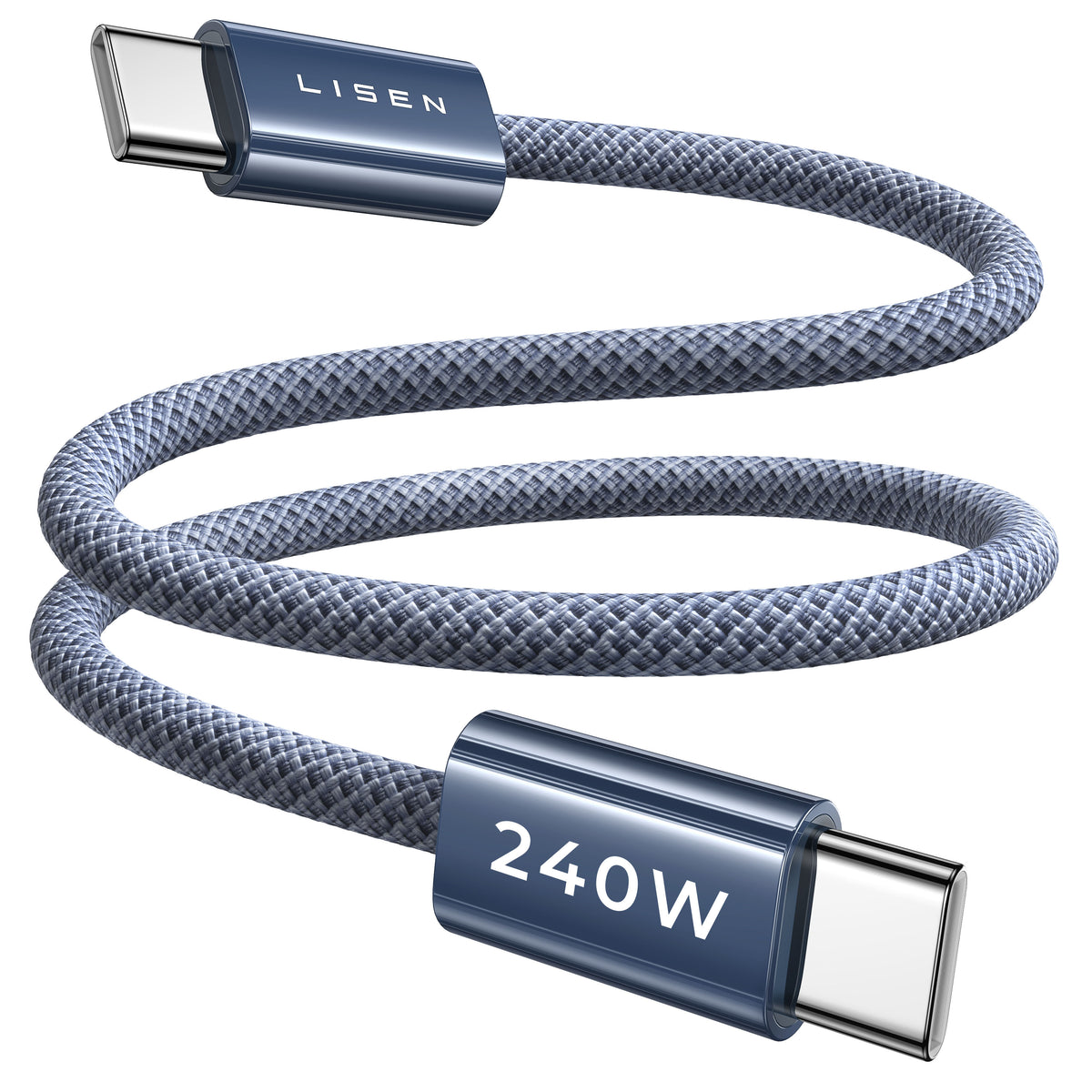 LISEN 240W Short USB C Cable, USB C to USB C Cable for iPhone 17 16 15 Pro Max iPad MacBook Pro Samsung S25, 0.5M/2 Pack/Midnight