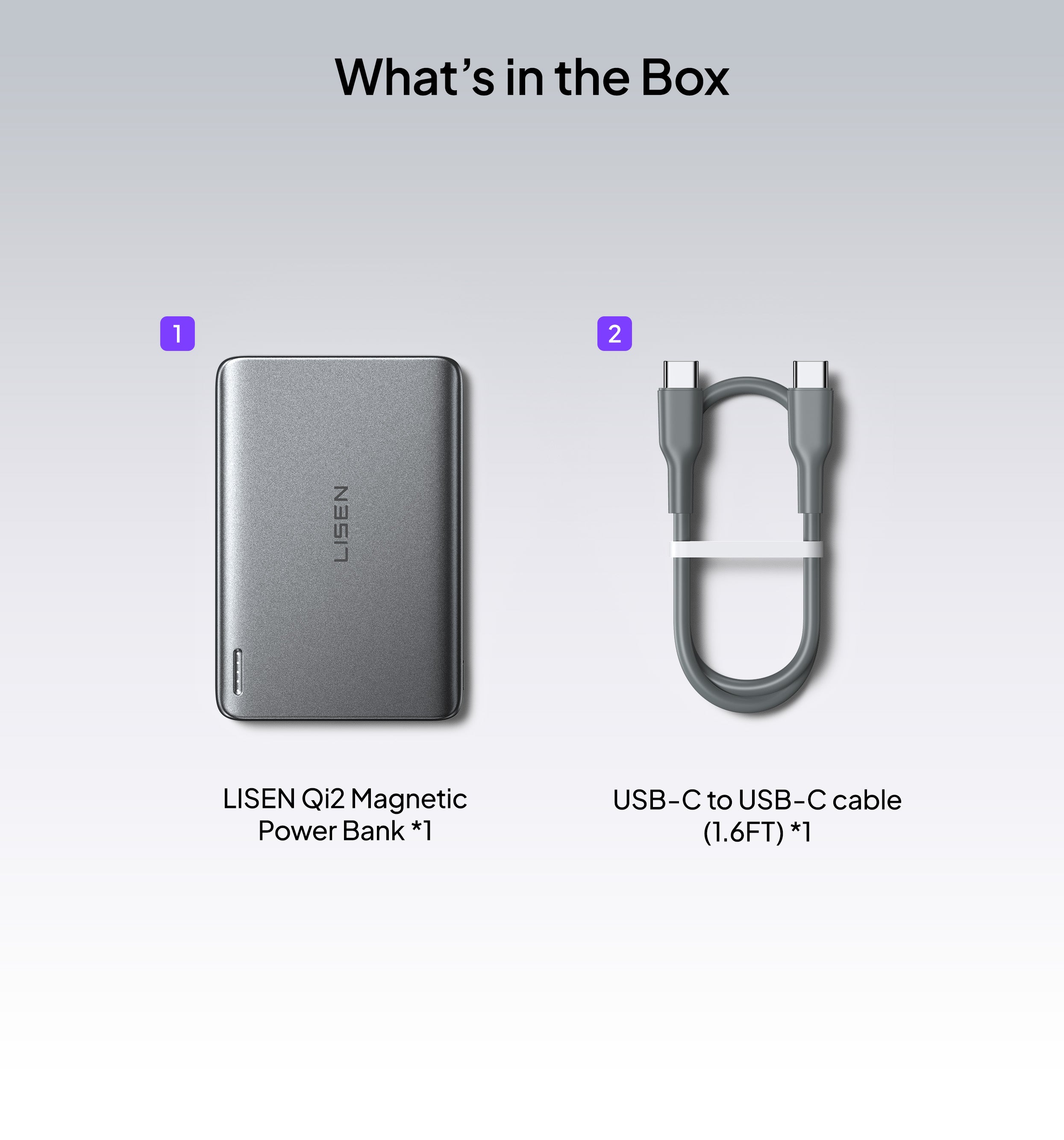 LISEN P601 Qi2 Power Bank Ultra-Slim 5,000mAh
