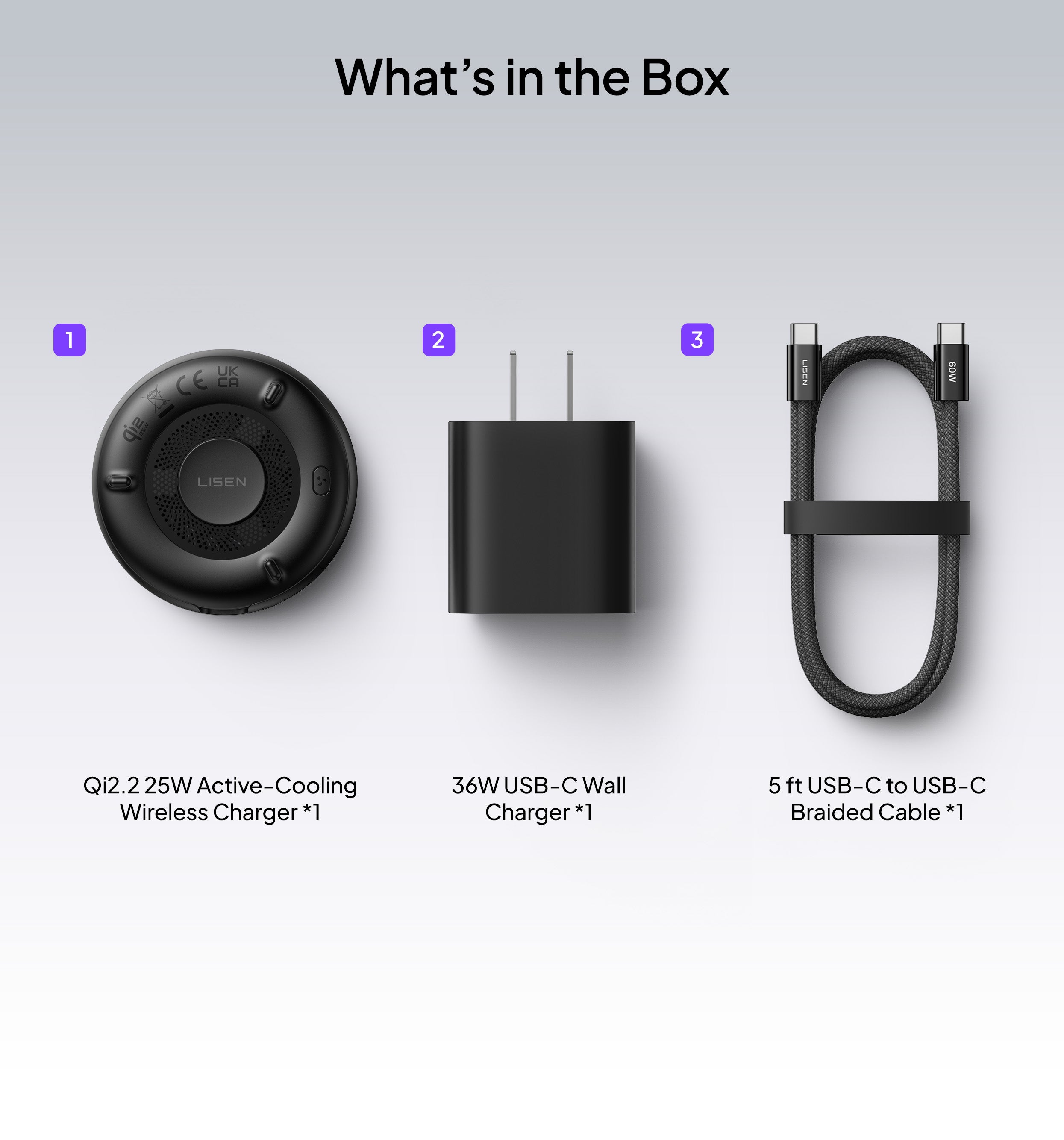 LISEN 25W Magnetic Charger with Cooling Fan