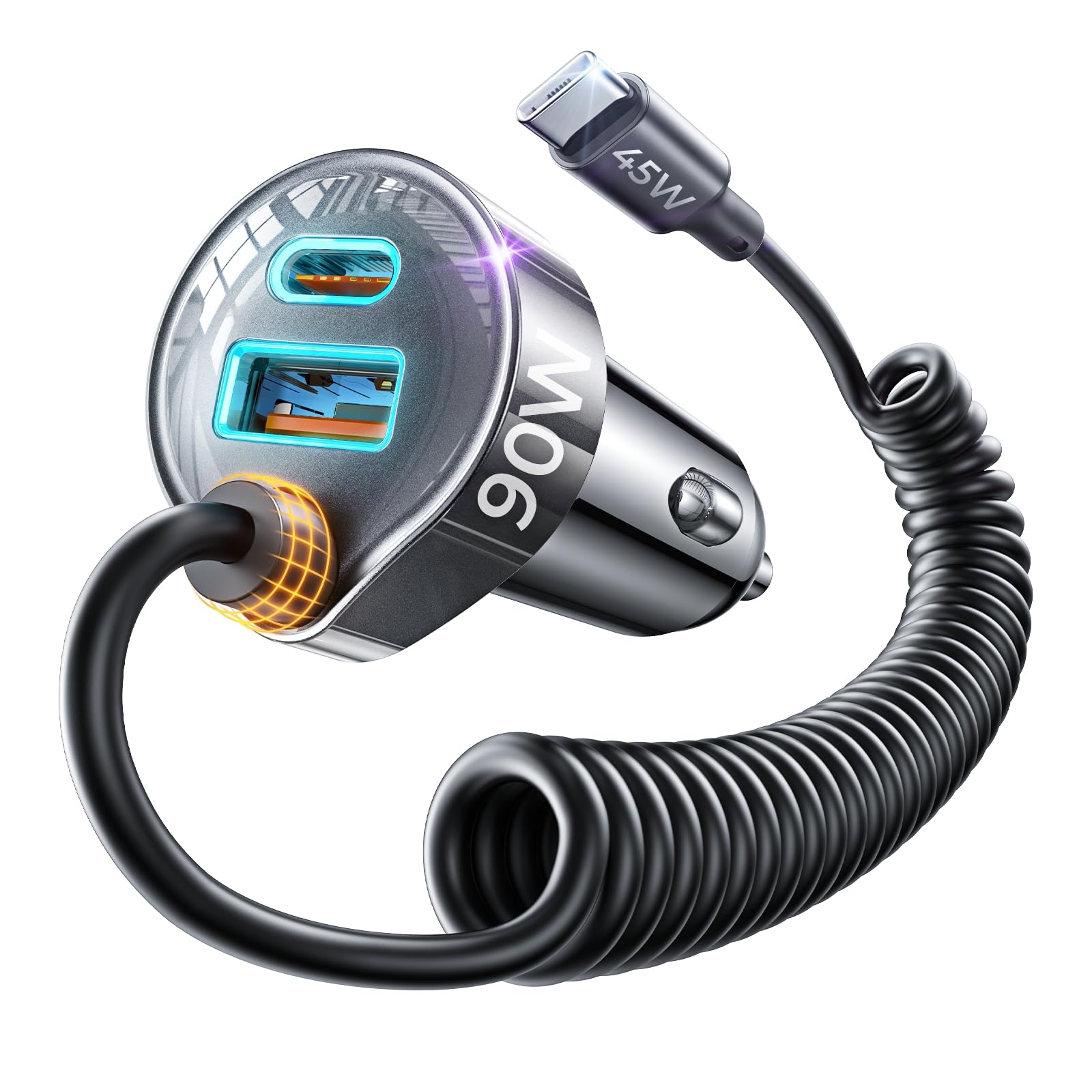 LISEN 90W for iPhone 17 16 15 Pro Max Car Charger USB C Fast Charge Super Fast for iPhone 17e 16e Cigarette Lighter USB C Adapter for iPhone 17 Pro Max,Samsung Galaxy S26 Ultra, Car Accessories