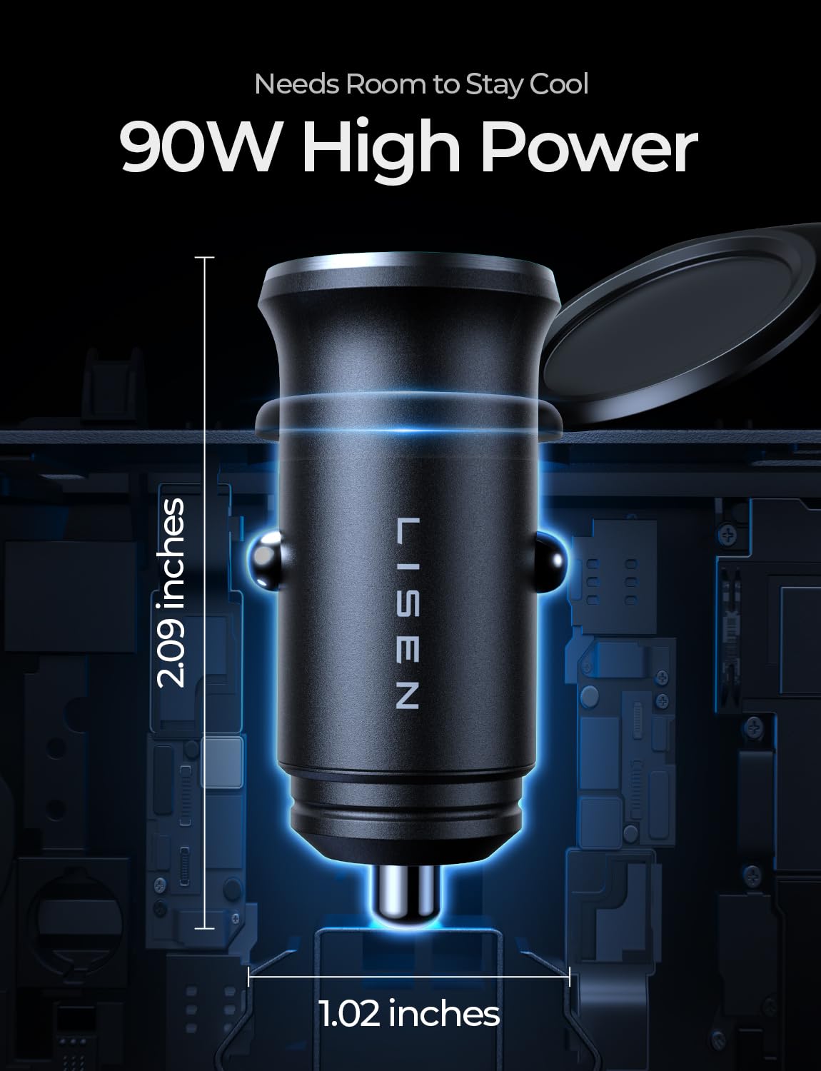 LISEN 90W USB C Car Charger USB C Fast Charge,45W PD&QC3.0 Fast Car Charger