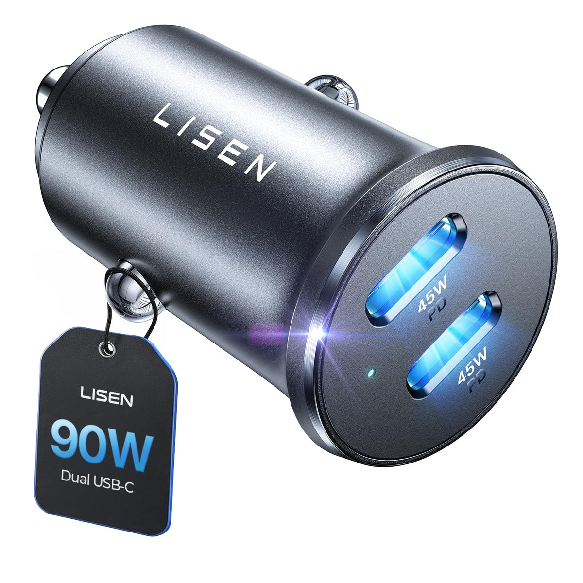 LISEN 90W USB C Car Charger USB C Fast Charge,45W PD&QC3.0 Fast Car Charger