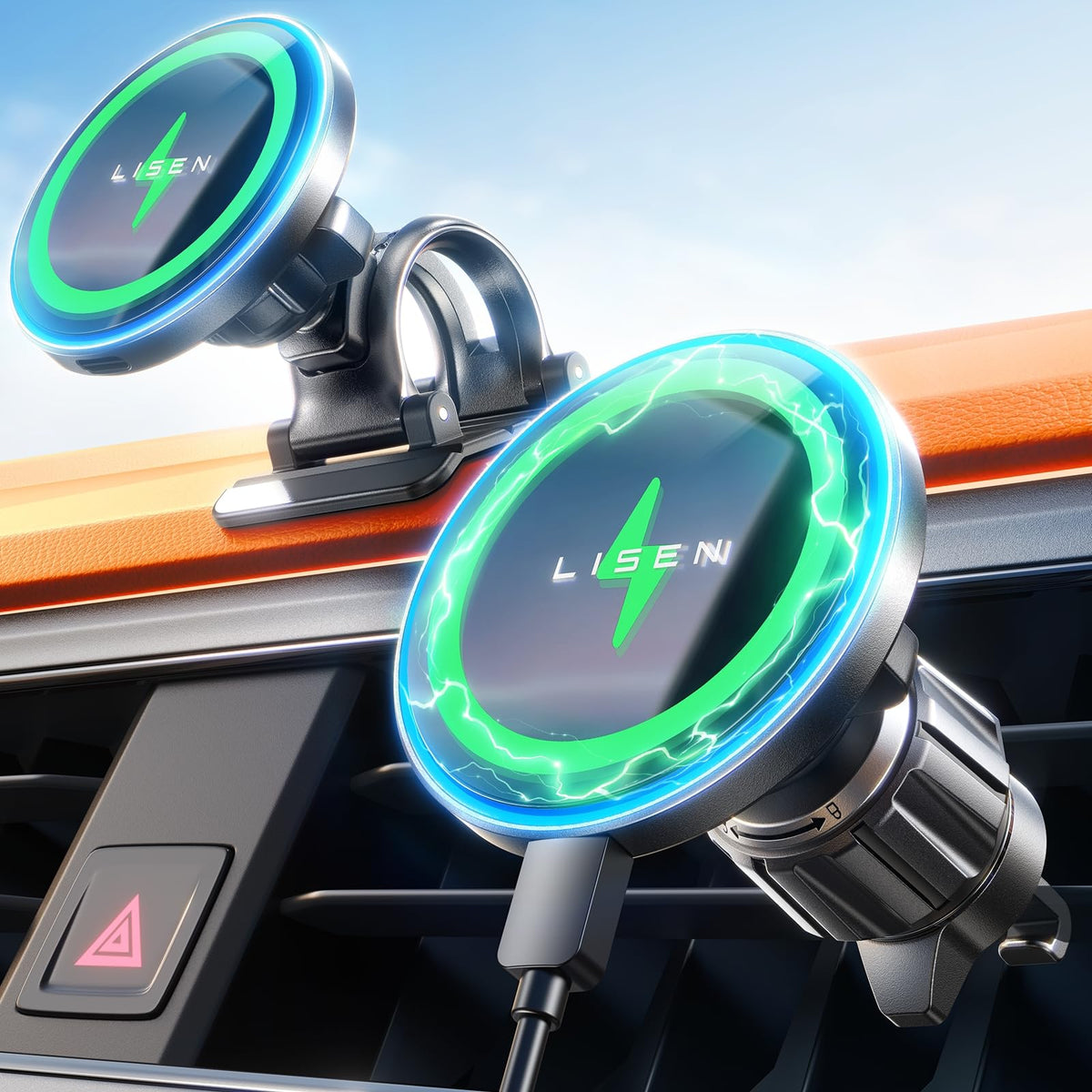 LISEN for Magsafe Car Mount Charger Magnetic Phone Holder for Car Wireless
