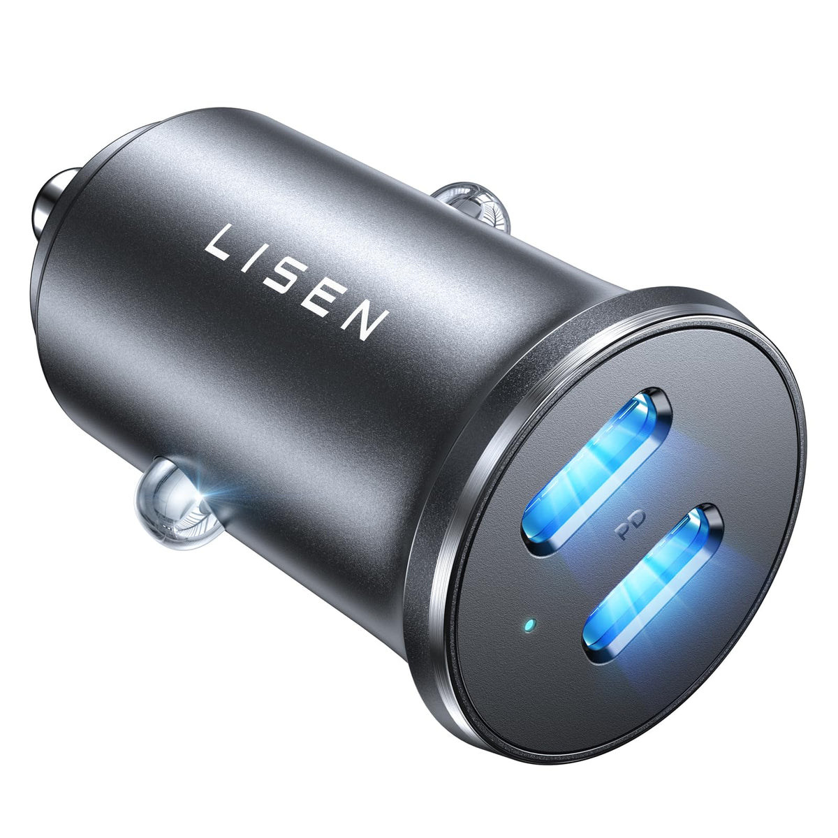 LISEN 90W USB C Car Charger USB C Fast Charge, 45W PD&QC 3.0 Fast Car Charger for Samsung S26 S25,Cigarette Lighter USB Charger Adapter for iPhone 17 16 15 Pro Max [Metal&Mini], 2 Pack