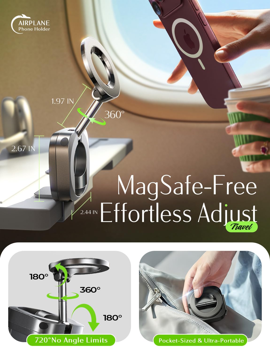 LISEN Airplane Travel Essentials for Flying Airplane Phone Holder for Desk