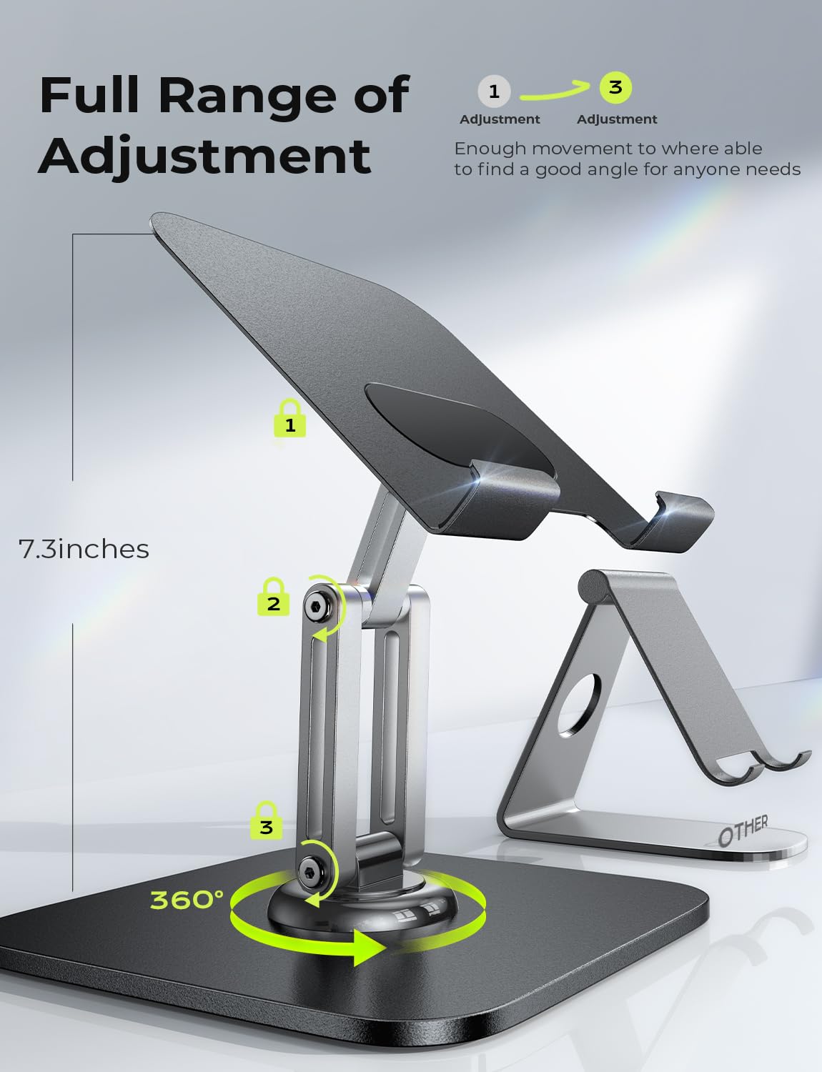 LISEN Tablet Stand Holder Fits iPad Stand for Desk 360° Adjustable Foldable for iPad Holder Home Must Have Desk Accessories Office Accessories Fits 4-12.9INCH