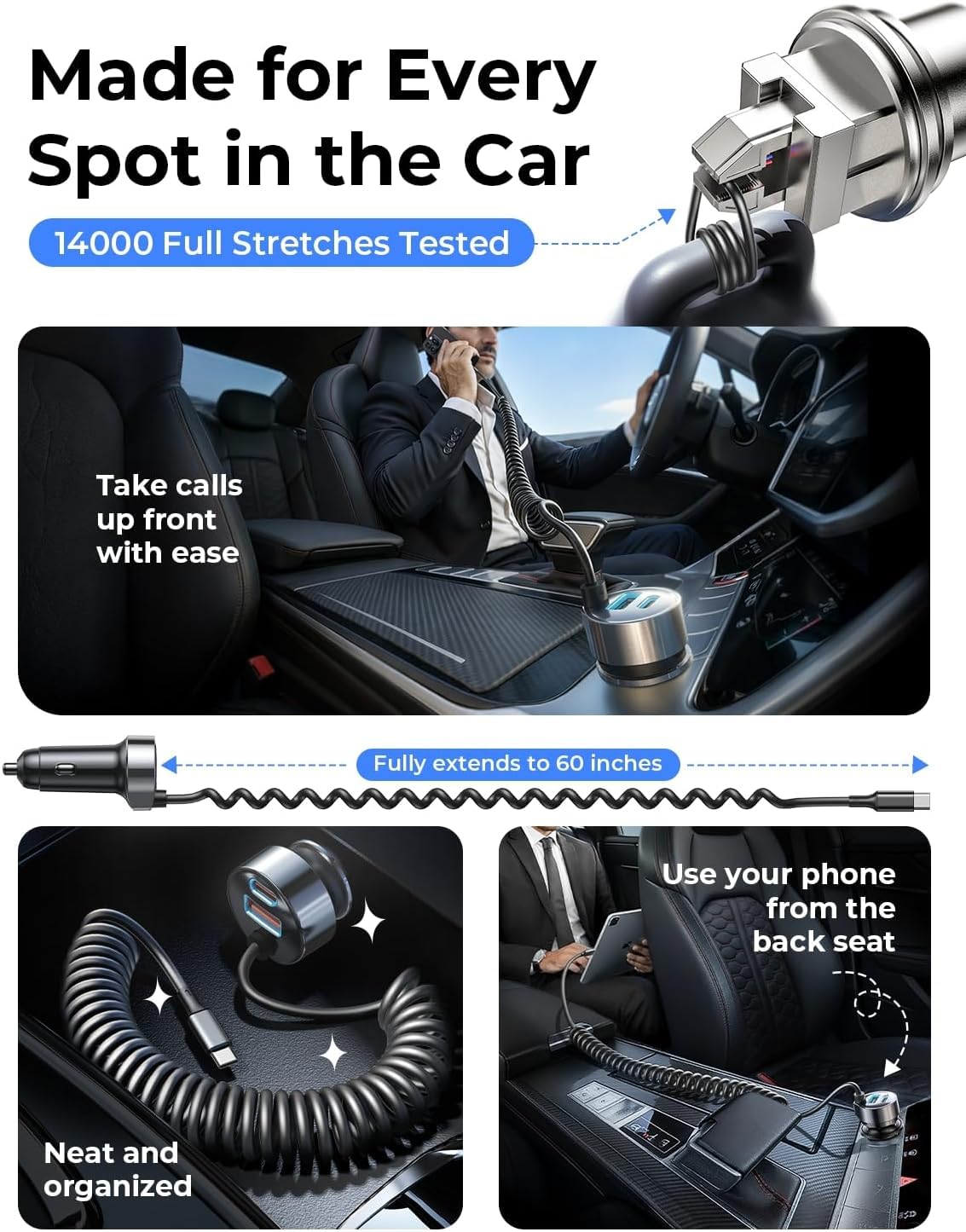 LISEN 90W for iPhone 17 16 15 Pro Max Car Charger USB C Fast Charge Super Fast for iPhone 17e 16e Cigarette Lighter USB C Adapter for iPhone 17 Pro Max,Samsung Galaxy S26 Ultra, Car Accessories