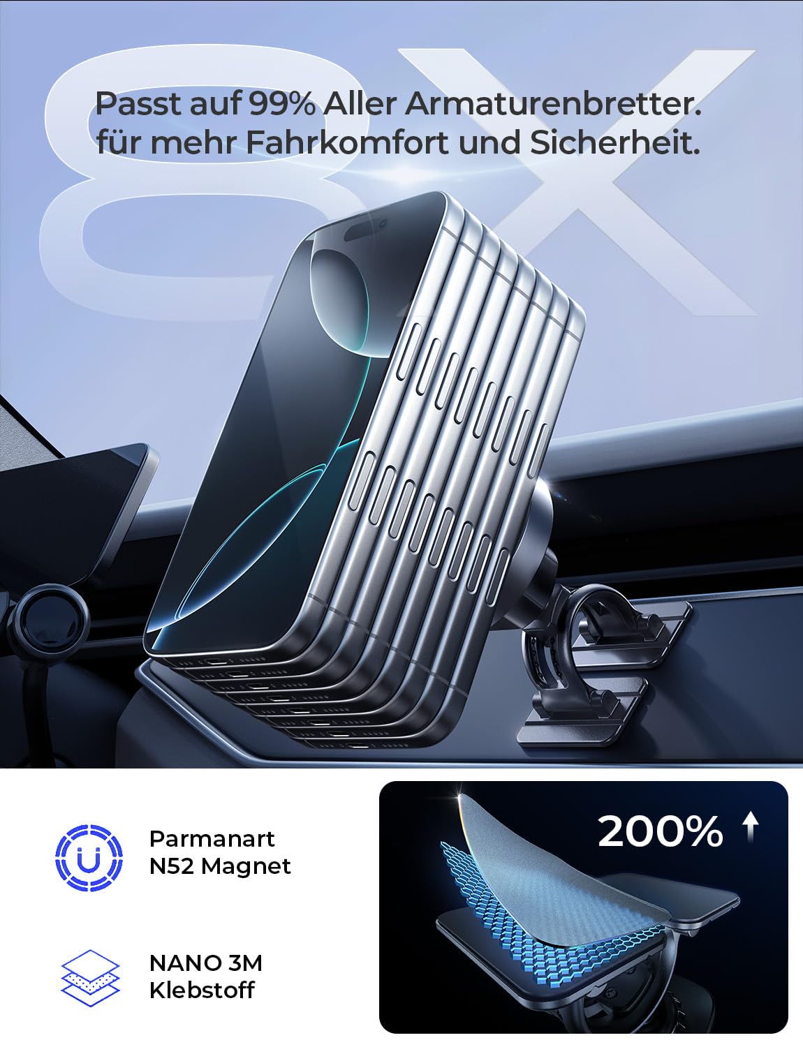 LISEN Qi2.2 25W MagSafe Autohalterung mit Kühllüfter & 95 W Ladegerät |
