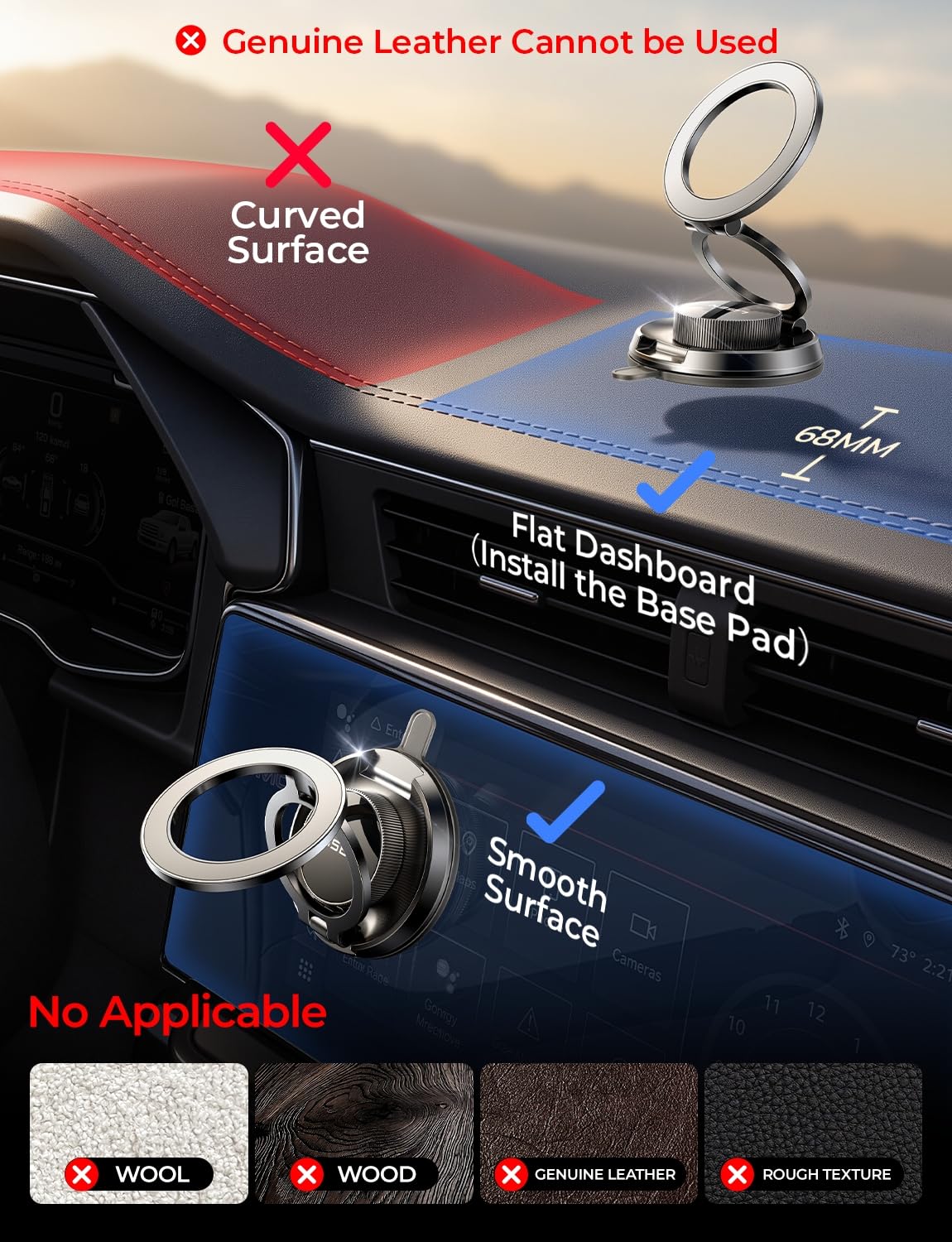 LISEN for iPhone 18 17-12 Pro Max Car Holder |All-Metal| Magsafe Car Mount