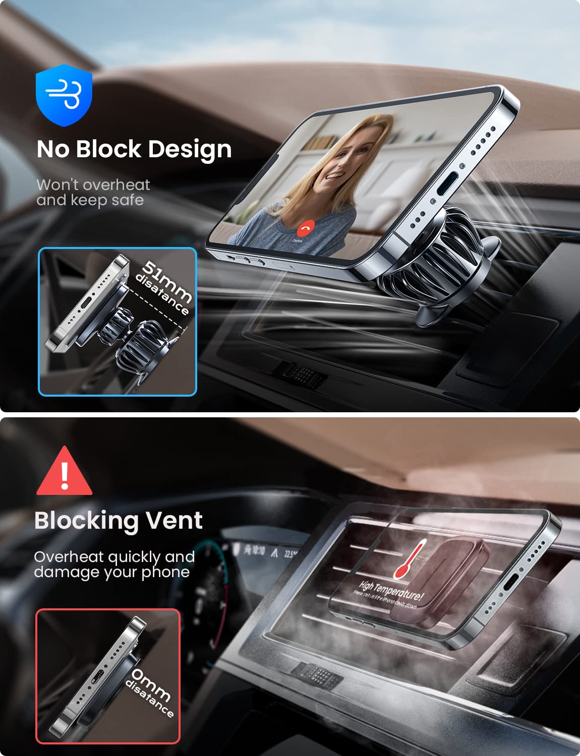 LISEN Magnetic Phone Holder for Cars Air Vent Mobile Phone Holder Magnetic