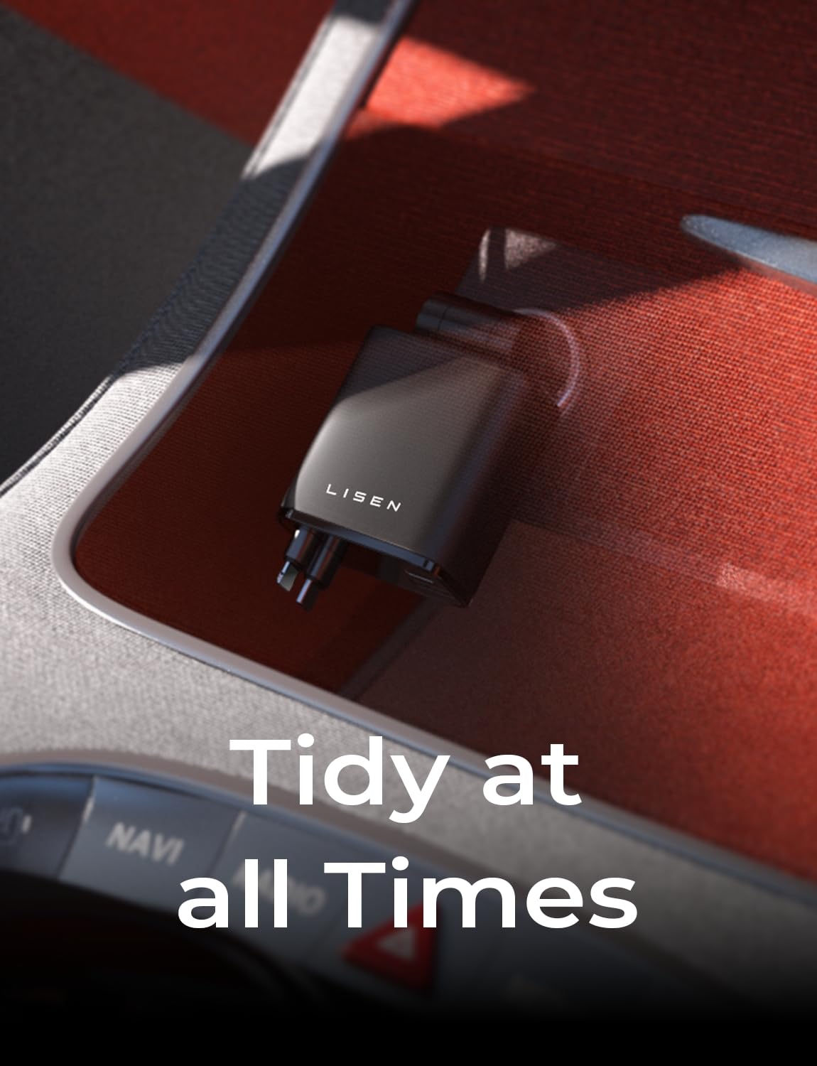 LISEN Retractable Car Charger 4 in 1 for Cars, 84W Retractable USB C, Black